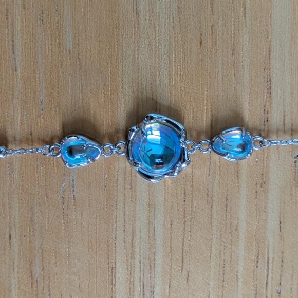 Neiman Marcus Cicy Bell Platinum Plated Moonstone Link Bracelet - Picture 3 of 4